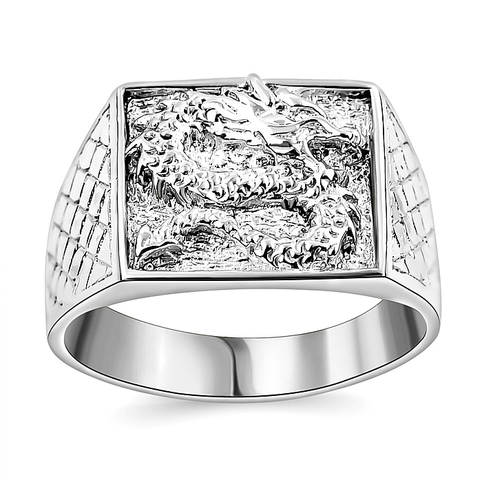 New! Royal Bali Collection - Artisan Crafted Sterling Silver Diamond Cut Dragon Ring - Bild 3 aus 5