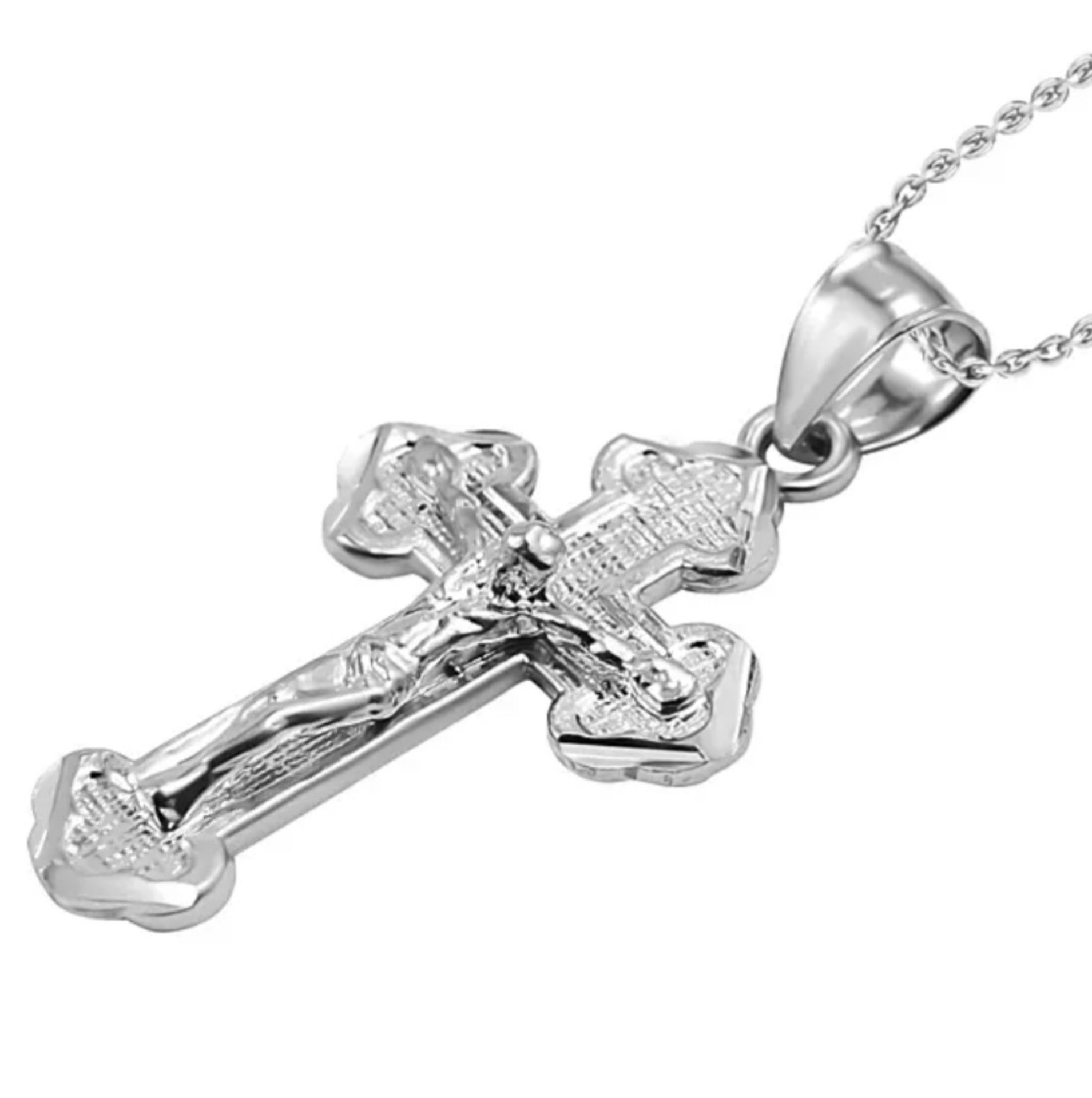 New! Sterling Silver Cross Pendant with Chain - Image 4 of 5