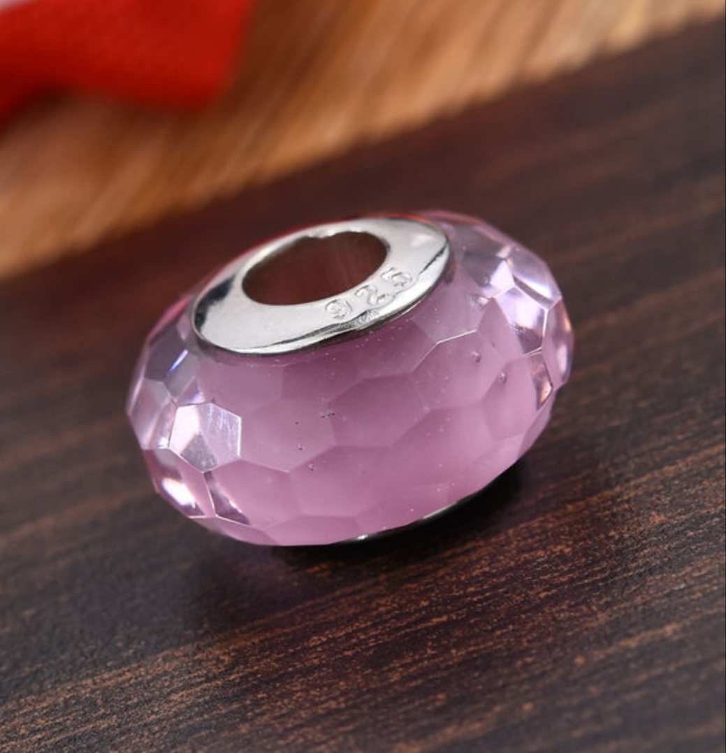 New! Charmes De Memoire Light Pink Murano Style Glass Bead Bangle