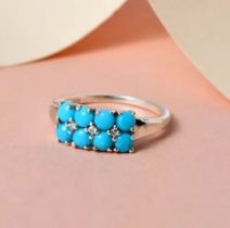 New! Arizona Sleeping Beauty Turquoise and Natural Cambodian Zircon Ring