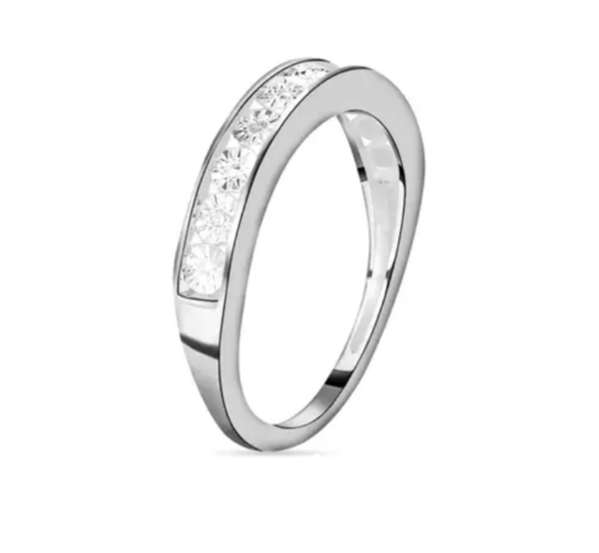 New! Diamond Half Eternity Ring in Sterling Silver - Image 3 of 4