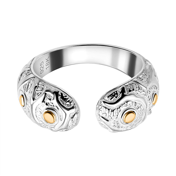 New! Royal Bali Collection - Yellow Gold and Sterling Silver Cuff Ring - Image 3 of 4