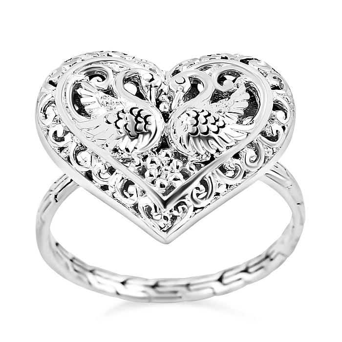 New! Royal Bali Collection - Sterling Silver Swan Heart Ring - Image 3 of 5