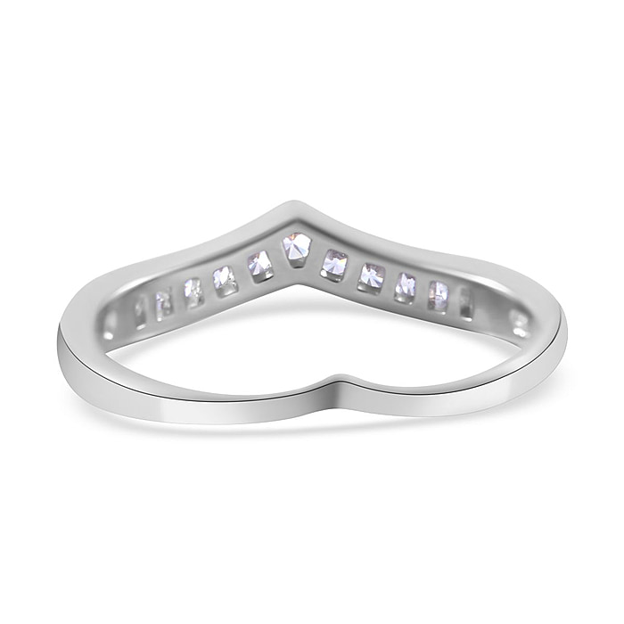 New! Zirconia Wishbone Ring In Rhodium Overlay Sterling Silver - Image 5 of 5