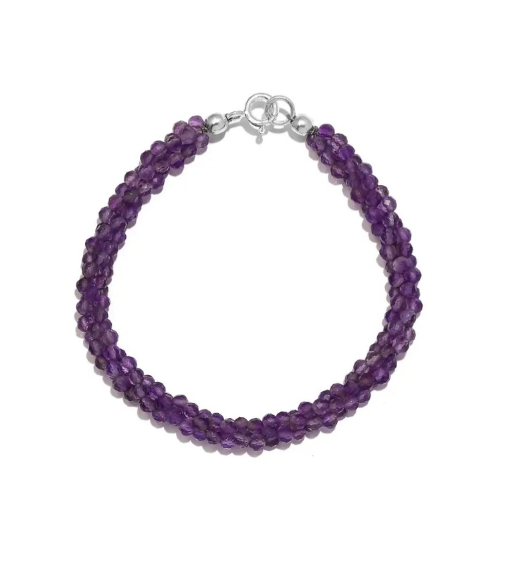 New! Amethyst Bracelet With Spring Ring Clasp in Sterling Silver - Image 2 of 3