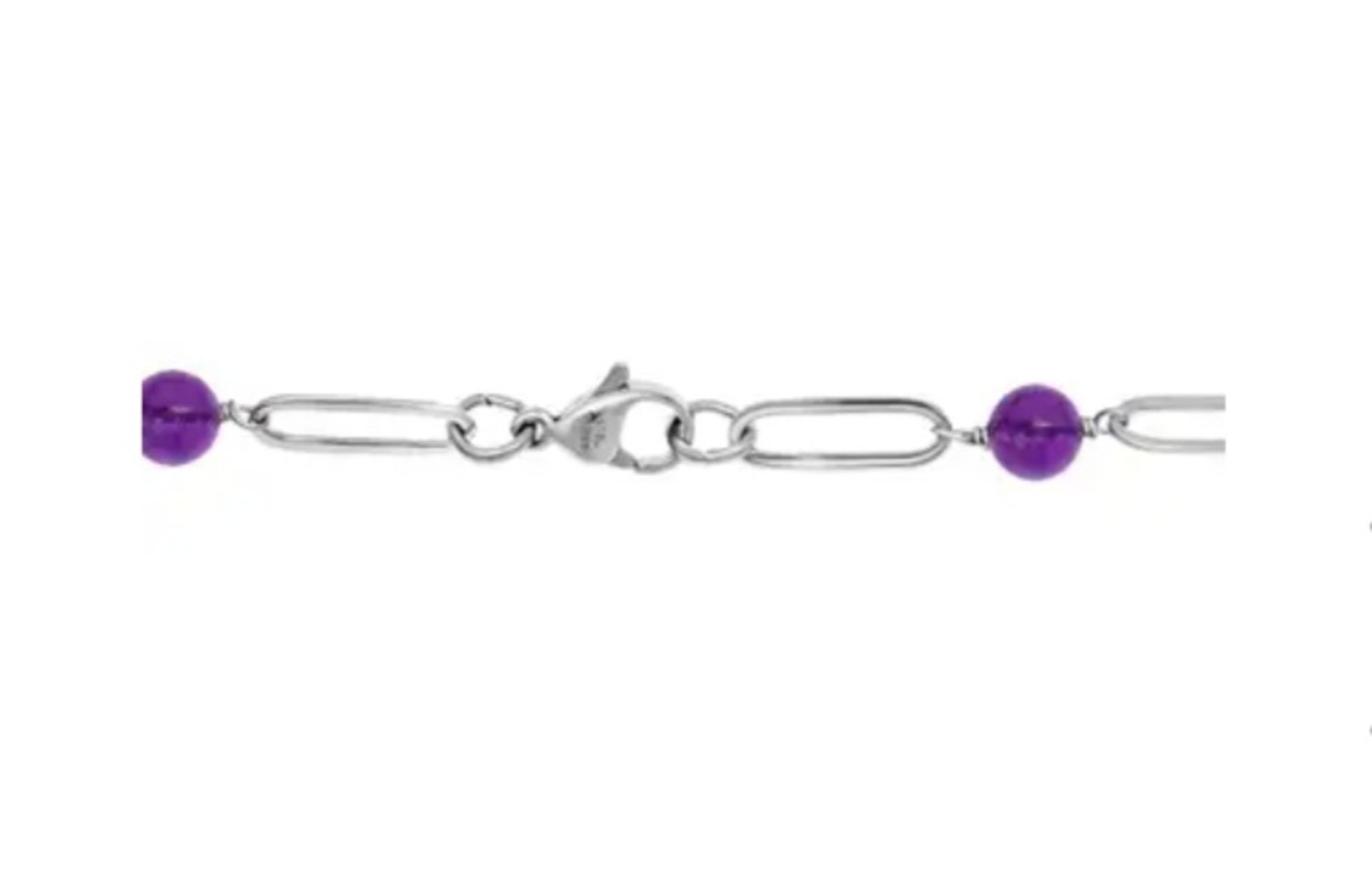 New! Amethyst Necklace in Stainless Steel - Image 4 of 4