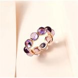 New! Pink Amethyst Band Ring In 18K Rose Gold Vermeil Plated Sterling Silver