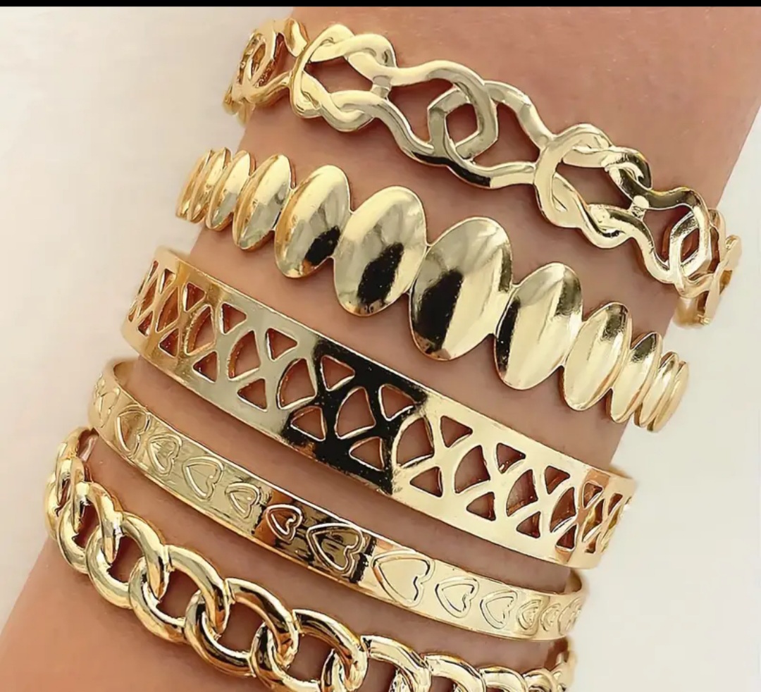 New! 5pc Set Irregular Pattern Bangles