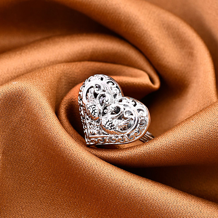 New! Royal Bali Collection - Sterling Silver Swan Heart Ring