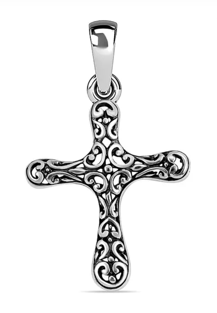 New! Royal Bali Collection - Sterling Silver Cross Pendant - Image 3 of 5