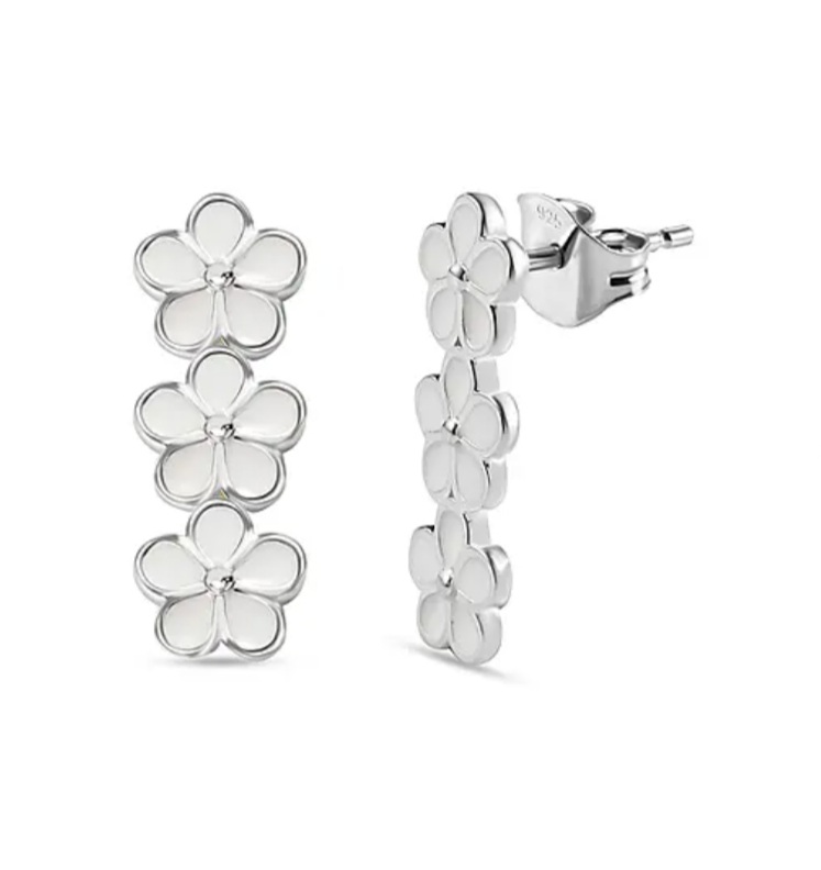 New! Sterling Silver Floral Ring & Earrings - Image 7 of 9