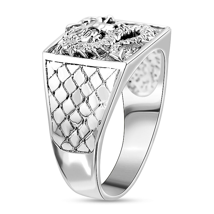 New! Royal Bali Collection - Artisan Crafted Sterling Silver Diamond Cut Dragon Ring - Image 4 of 5