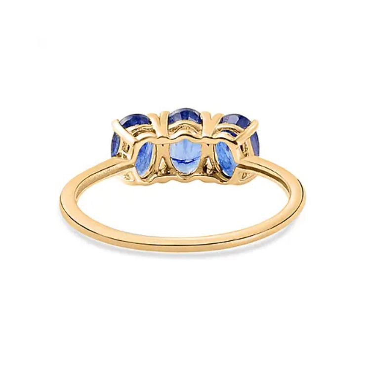 New! Masoala Sapphire (FF) Trilogy Ring in 18K Vermeil Yellow Gold Plated Sterling Silver - Image 5 of 5