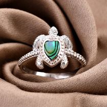 New! Royal Bali - Abalone Shell Turtle Ring In Sterling Silver
