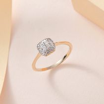 New! 9K Yellow Gold SGL Certified Diamond (G-H) Ring
