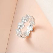 New! Sterling Silver Floral Ring & Earrings