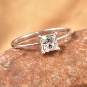 New! J Francis Sterling Silver Solitaire Ring Made with Swarovski Zirconia