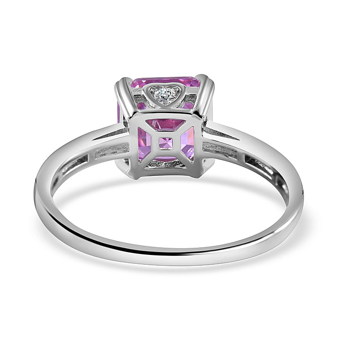 Pink & White Cubic Zirconia Ring In Rhodium Overlay Sterling Silver - Image 5 of 5