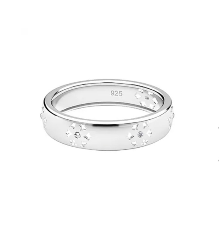 New! Diamond Floral Band Ring in Sterling Silver - Image 3 of 4