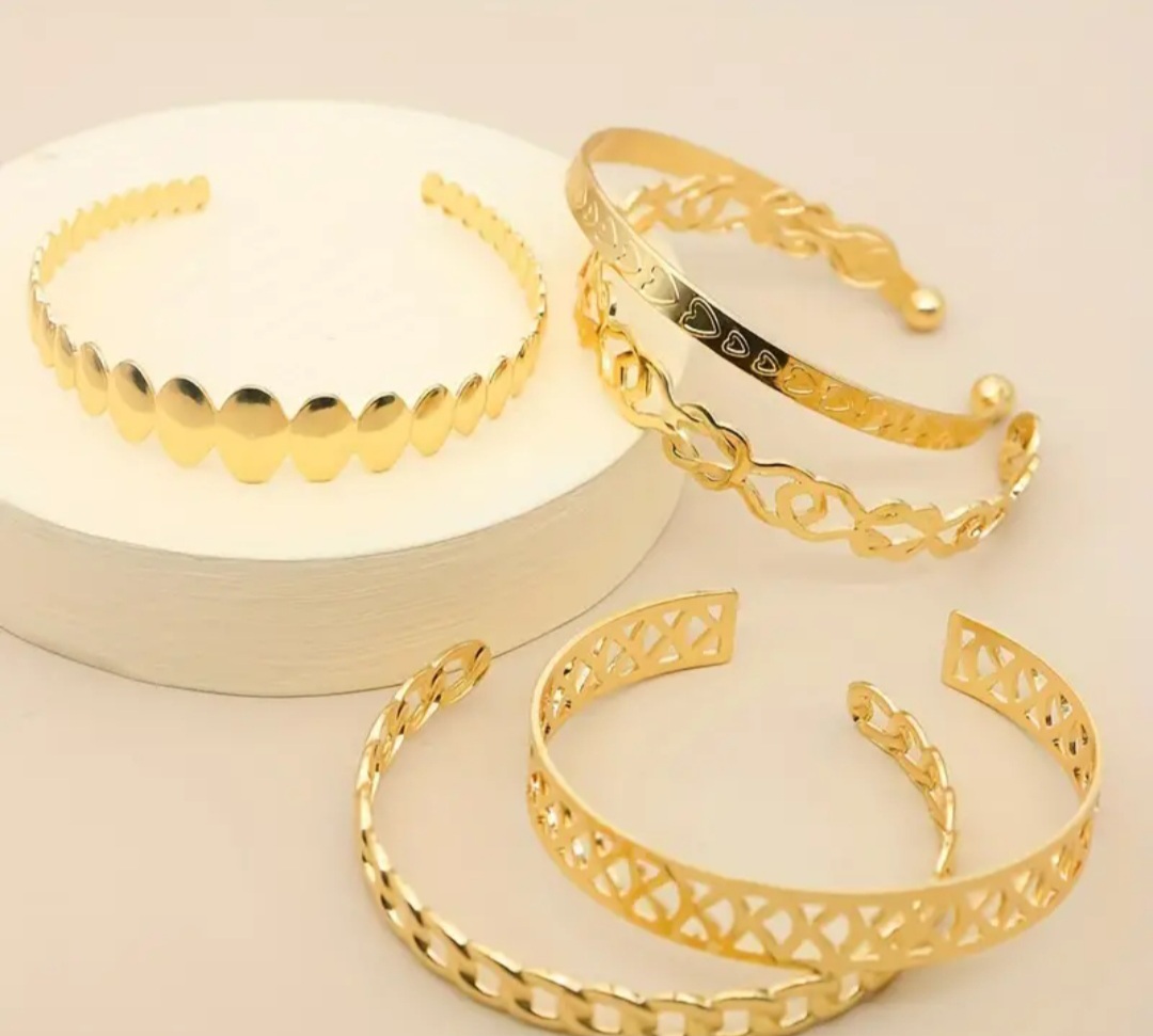 New! 5pc Set Irregular Pattern Bangles - Image 2 of 3