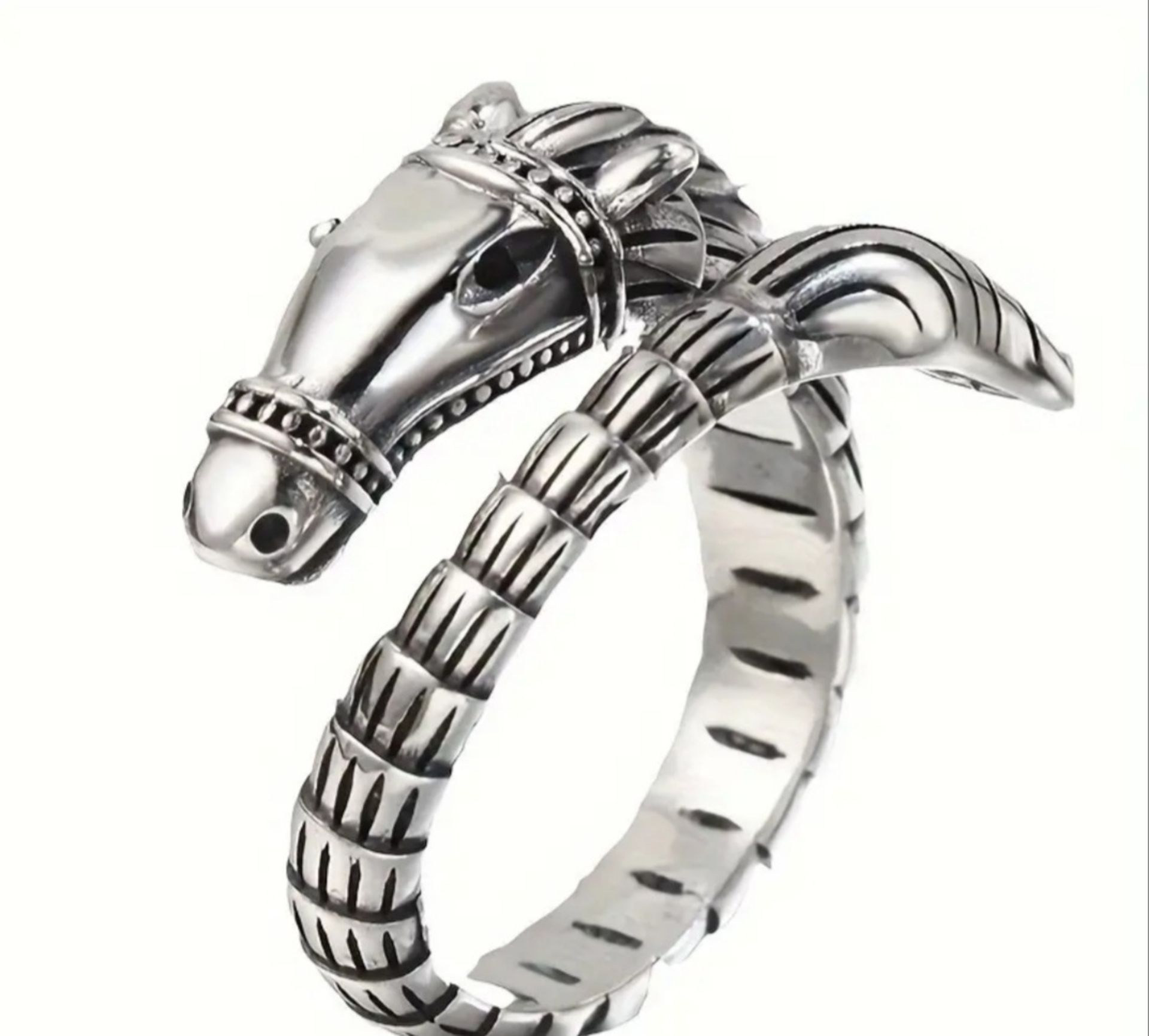 New! Vintage Style Retro Dragon Horse Adjustable Ring - Image 2 of 3