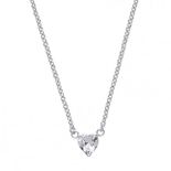 New! White Cubic Zirconia Claw Set Heart Shaped Pendant With Chain