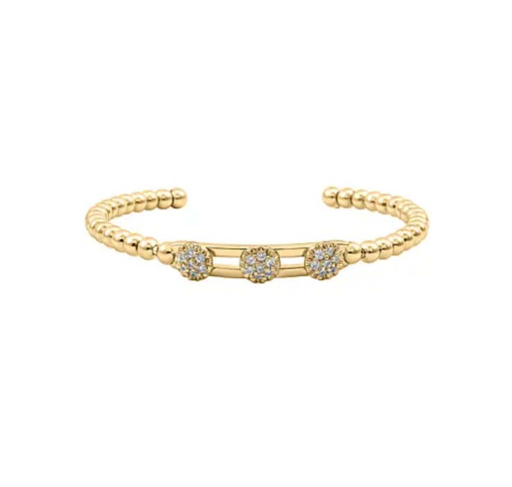 New! Simulated Diamond 3 Moveable Flower Bangle - Image 3 of 4