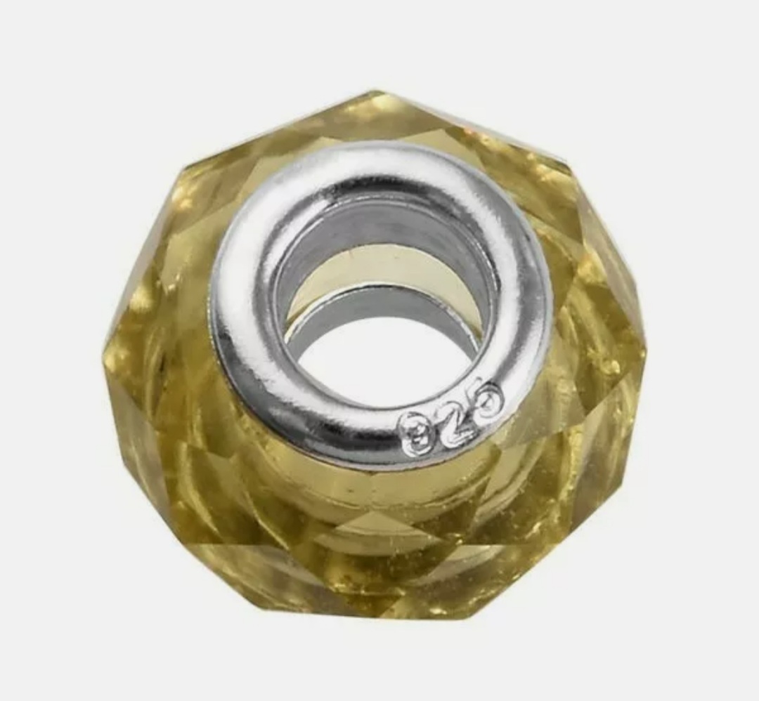 New! Charmes De Memoire Light Yellow Murano Style Glass Bead Bangle - Image 2 of 2