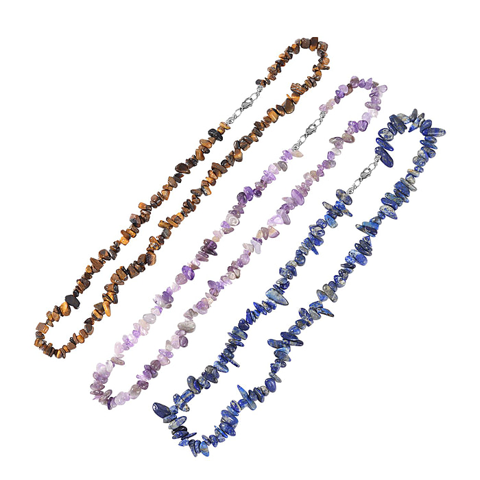 New! Lapis Lazuli, Amethyst and Yellow Tigers Eye Necklaces - Image 2 of 7