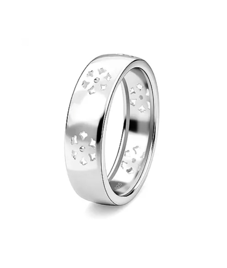 New! Diamond Floral Band Ring in Sterling Silver - Image 4 of 4