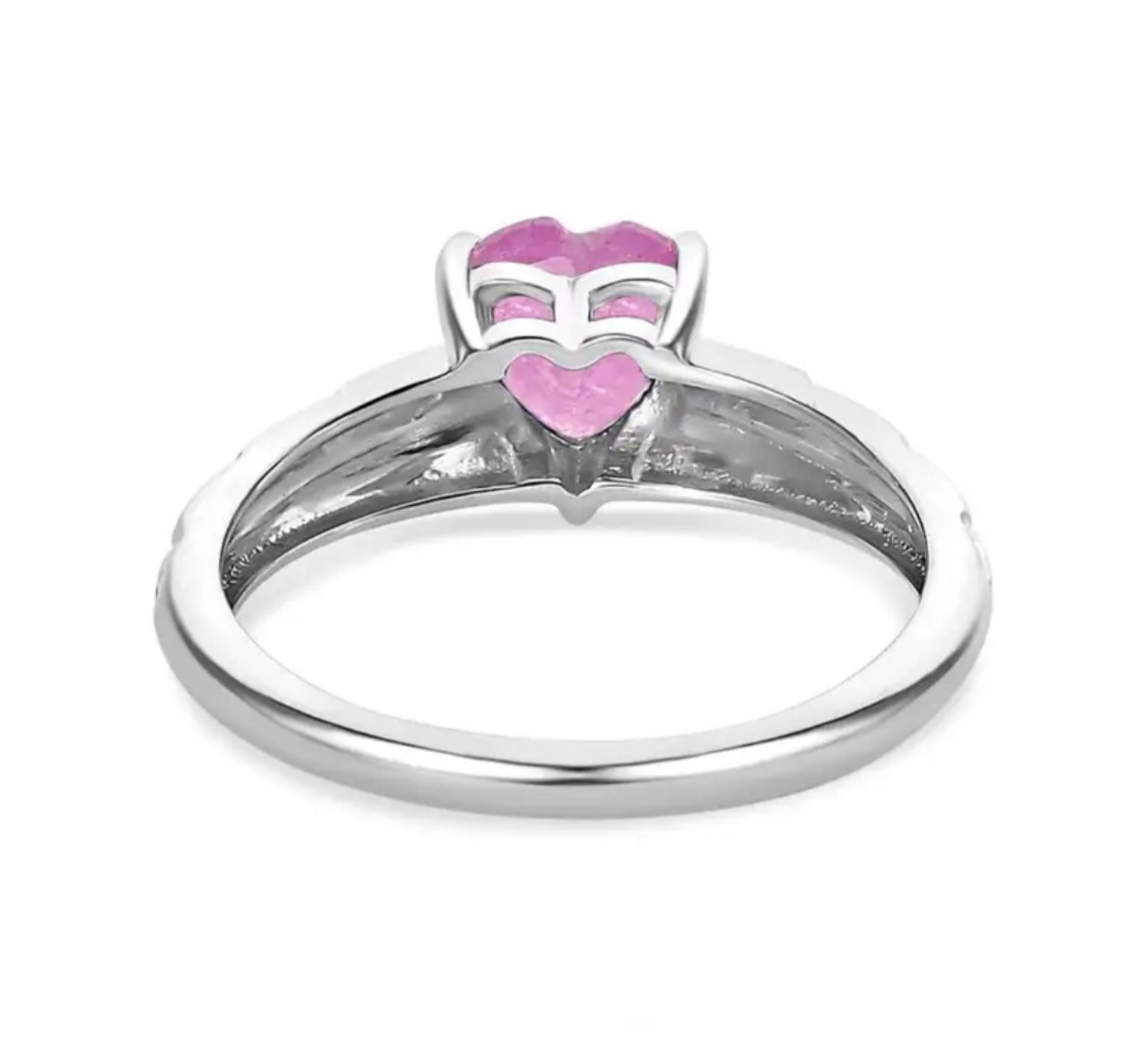 New! Pink Sapphire Heart Ring in Sterling Silver - Image 5 of 5