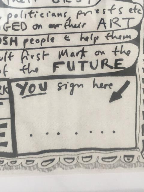 Grayson Perry CBE RA Hon FRIBA (b1960), by and after, ‘Red Alan Manifesto’, print on napkin, 2014 - Image 4 of 6