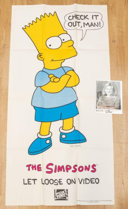 Bart Simpson & Nancy Cartwright (b1979 & 57) Signed Photo & Life Size Promotional Bart Poster, 19...