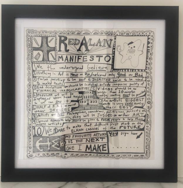 Grayson Perry CBE RA Hon FRIBA (b1960), by and after, ‘Red Alan Manifesto’, print on napkin, 2014 - Image 6 of 6