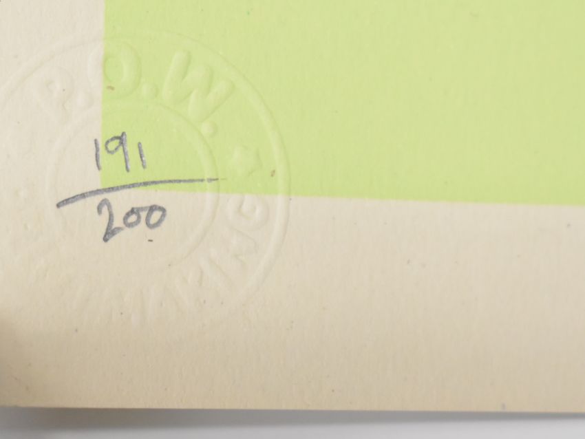 Modern Toss (b.1970)‘WORK’ Hand pulled Screen print, P.O.W blind stamp and signed Jon / Mick 06 - Bild 3 aus 7