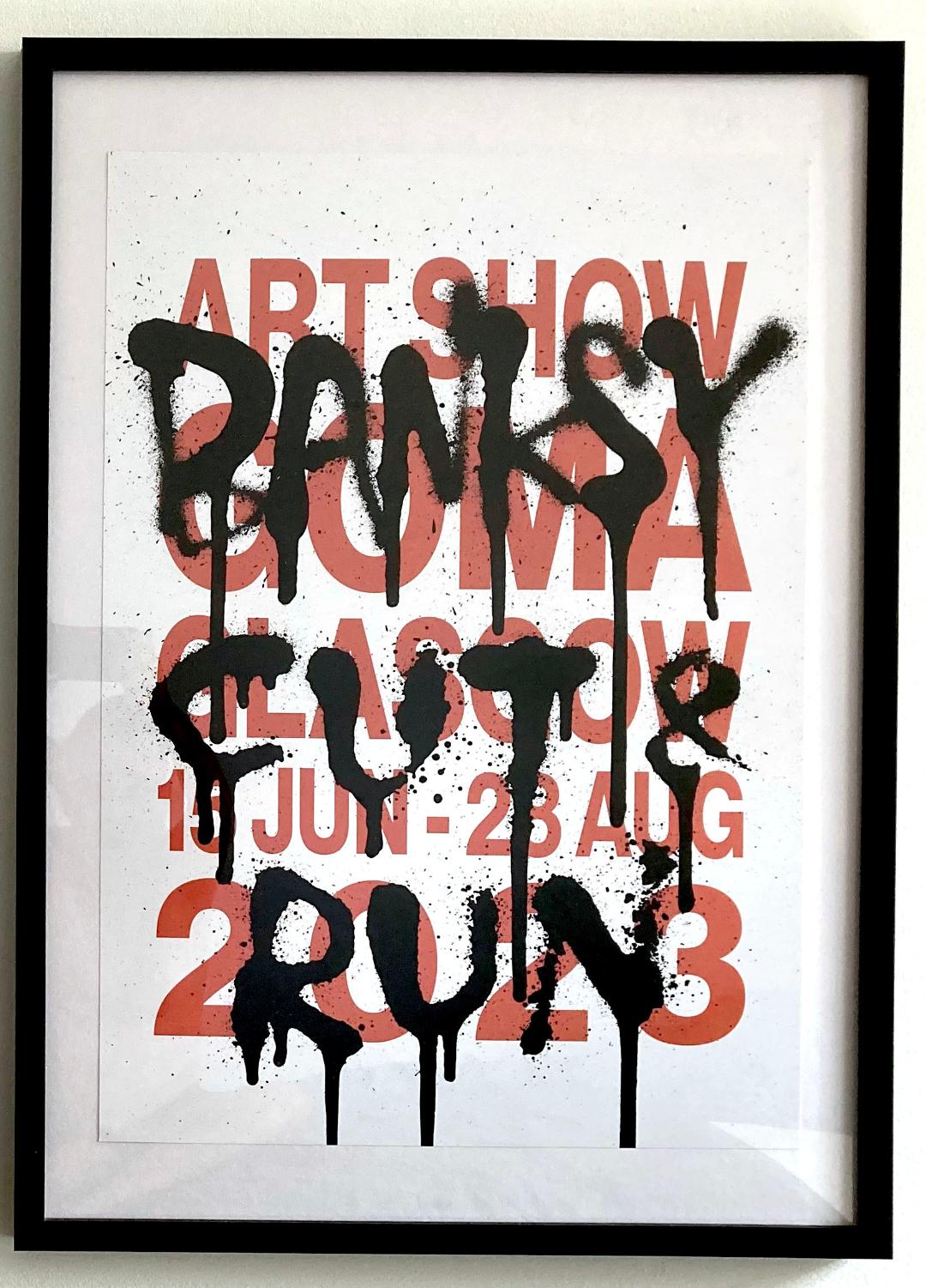 Banksy (b 1974) Framed Pair GOMA Exhibition POSTERS – ‘Cut and Run Rat’ and 'Run Rat Run' 2023 - Image 2 of 3