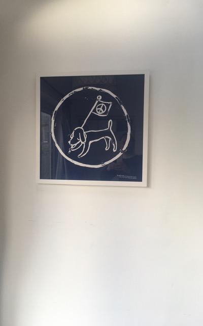 Yoshitomo Nara (b 1959) Peace Dog Flag (Blue) Silk Screen Printed On Cotton, Framed - Image 2 of 7