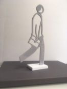 Julian Opie (1958) ‘Male walker’ in Grey, 3Dimensional – Sculptural Figure, 25 x 11.5 x 0.5 cm,...