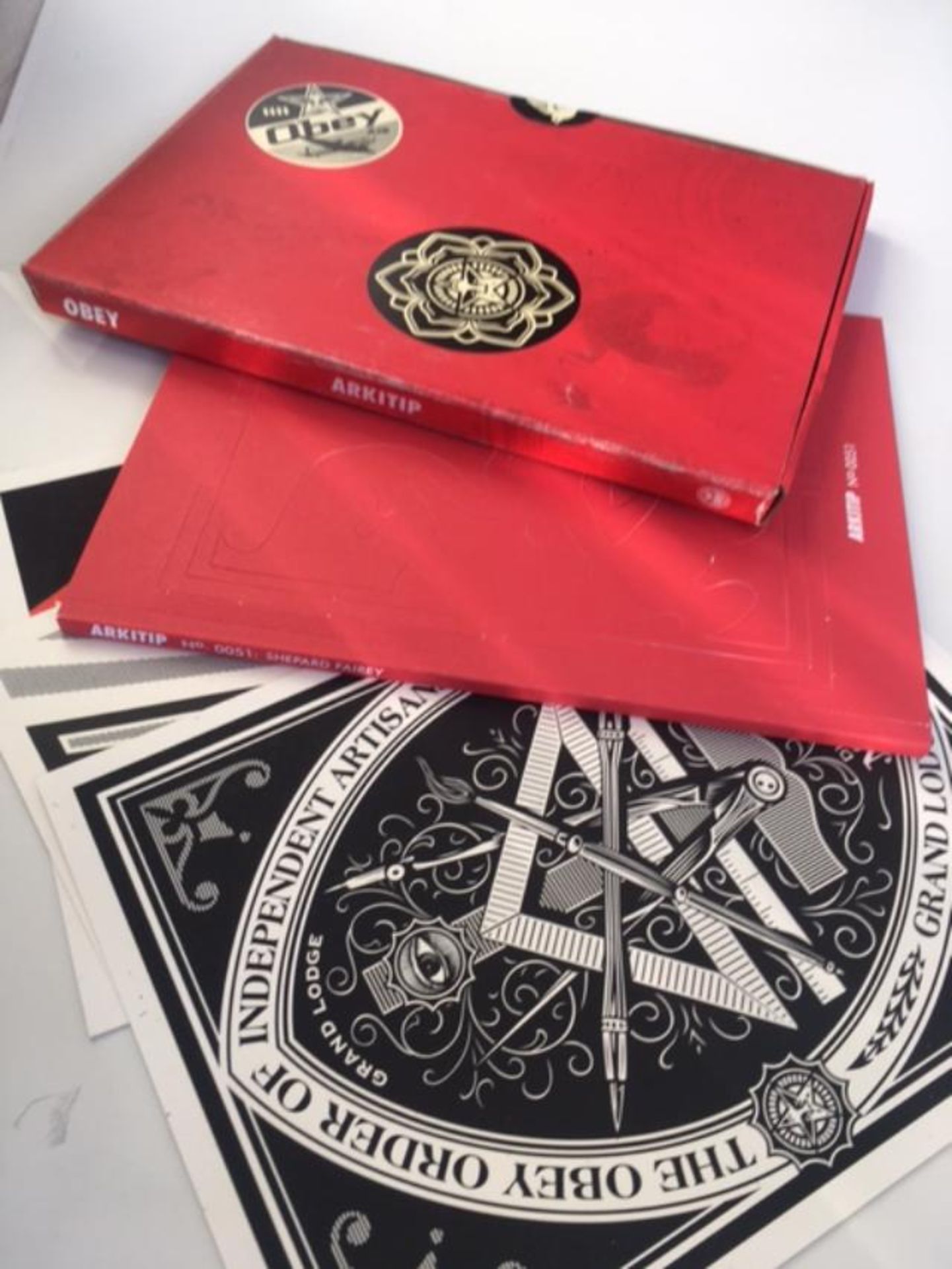 Shepard Fairey (b 1970) RARE ‘Arkitip No0051’ Obey book in sleeve box, 3 signed prints, 1st Ed, 2... - Image 19 of 29