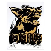 Faile (b 1975 & 76) Faile ‘DOG’ (Black Gold) Screen print on paper, Edition, US Only, 2022
