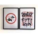 Banksy (b 1974) Framed Pair GOMA Exhibition POSTERS – ‘Cut and Run Rat’ and 'Run Rat Run' 2023