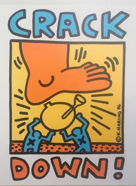 Keith Haring (1958-1990) Pop Shop, Crack Down, A Vintage Poster 1986 On Card. 43 x 56 cm. - Image 6 of 6