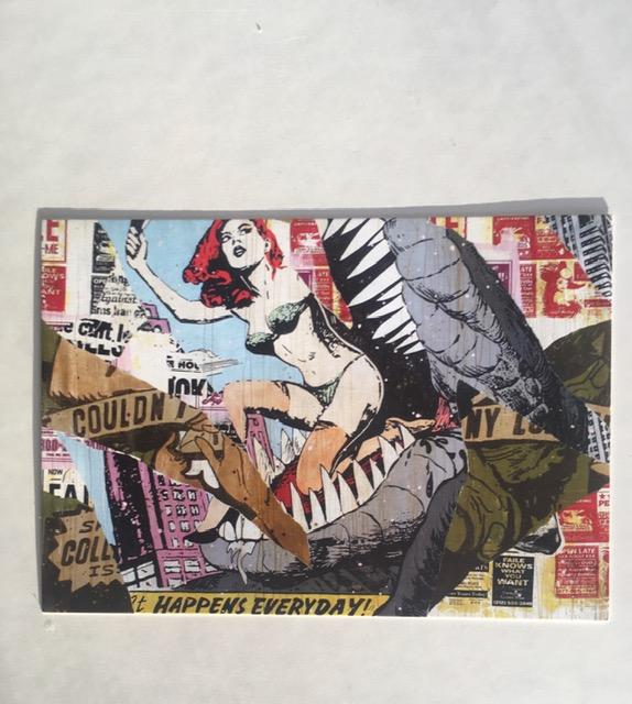 FAILE (b 1975 & 76-) Original ‘It Happens Everyday’ Postcard from Lazerides Gallery, 2007