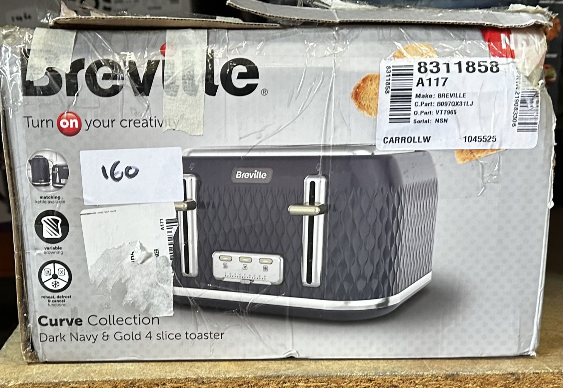 Breville Curve Collection 4 Slice Toaster. RRP £50 - GRADE U