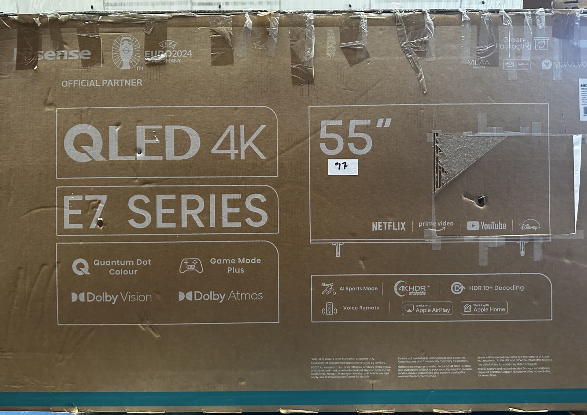 Hisense QLED 4K E7 Series 55"" Smart TV. RRP £420 - GRADE U