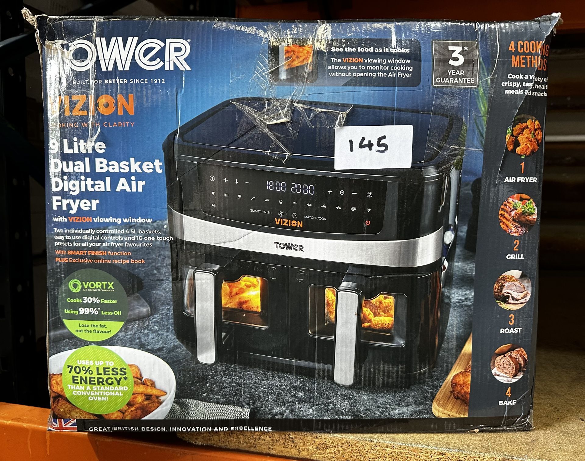 Tower Vizion 9L Dual basket digital air fryer, RRP £150 - GRADE U