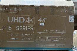 Hisense UHD 4K 6 Series 43"" Smart TV. RRP £220 - GRADE U