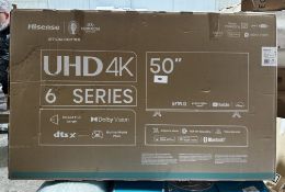 Hisense UHD 4K 6 Series 50"" Smart TV. RRP £320 - GRADE U
