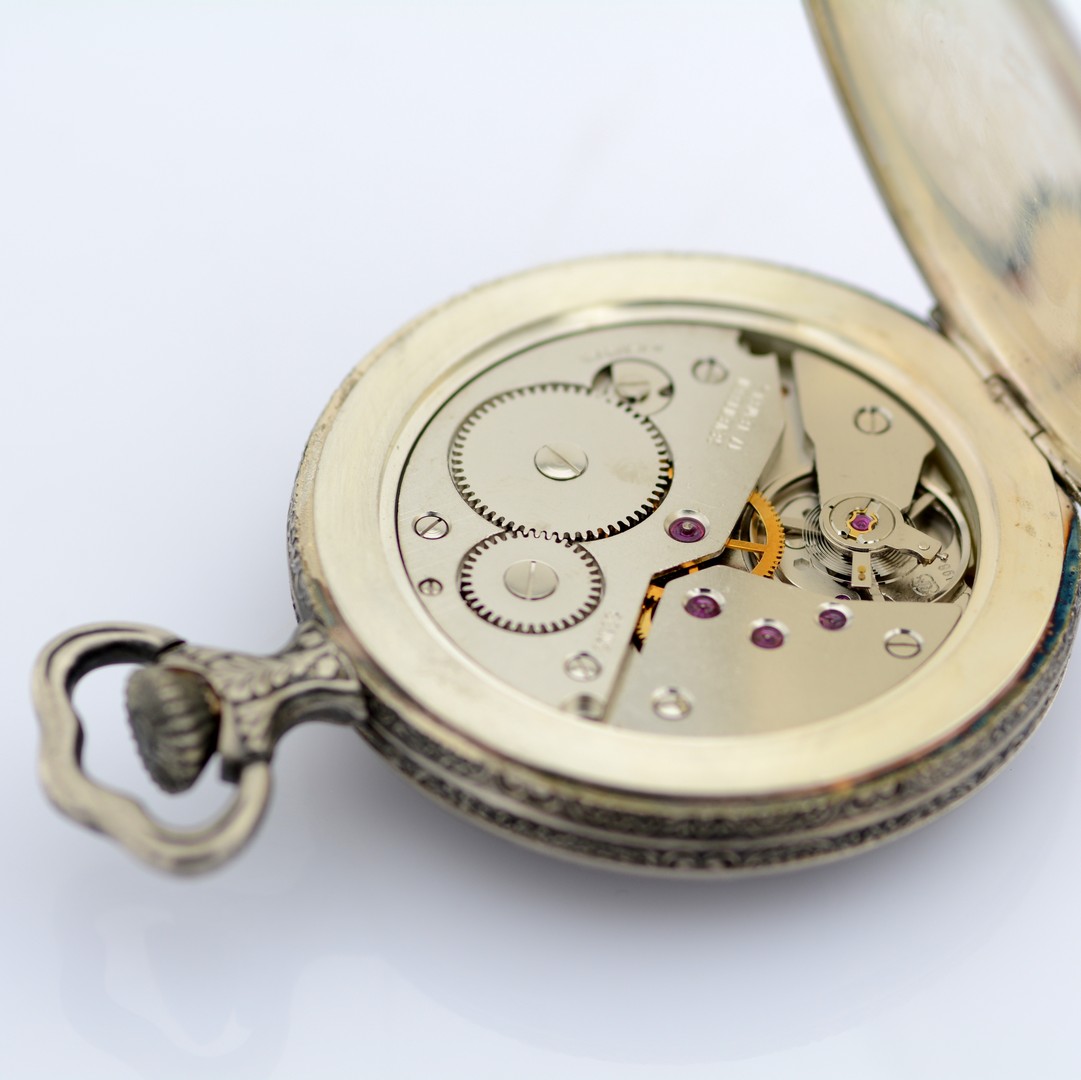 Moeris / Grand Prix Manual Winding Pocket Watch - Unisex Steel Pocketwatch - Image 5 of 11