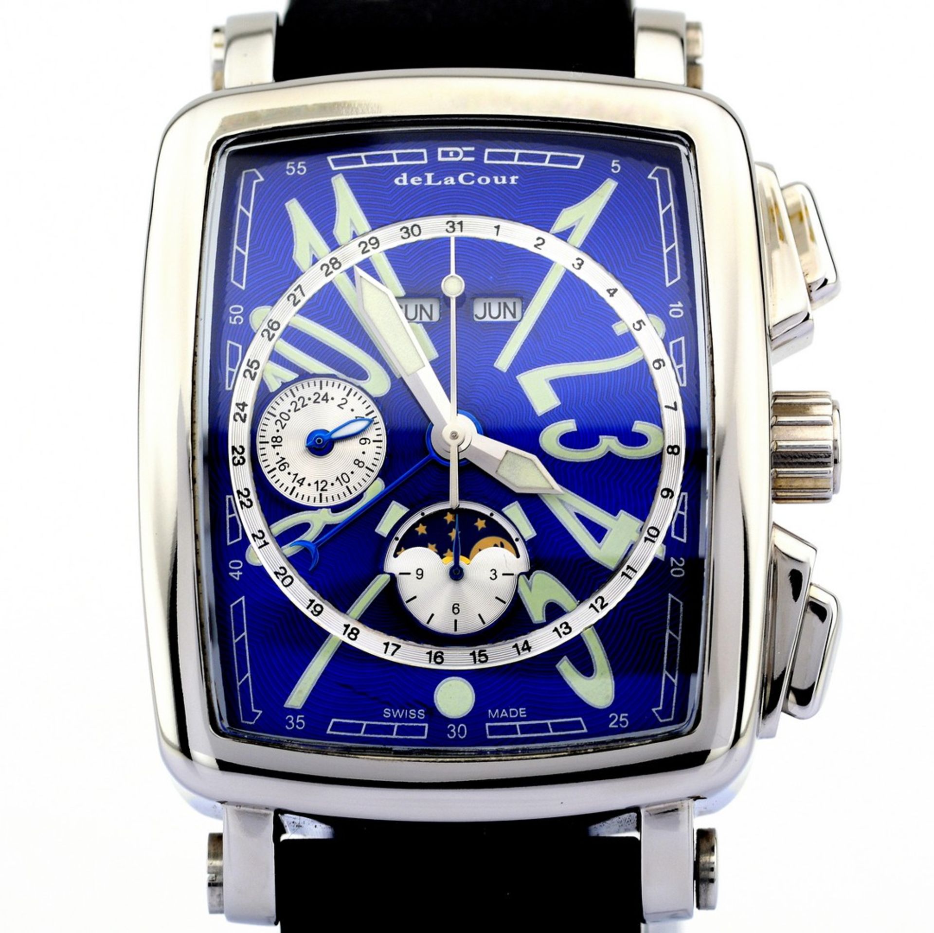 DeLaCour / Via Larga Triple Calendar Moonphase - Unworn - Gentlemen's Steel Wristwatch